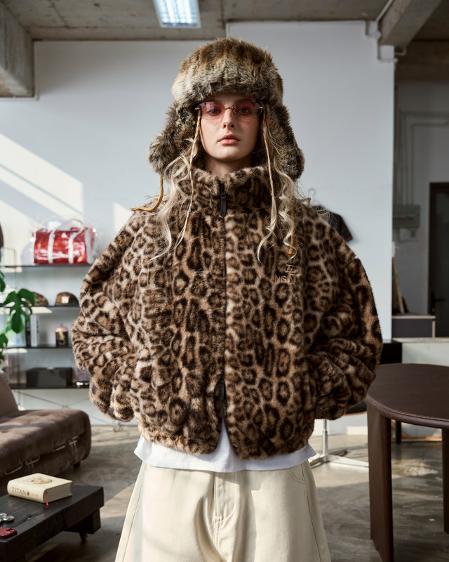 Insane® Frost Veli Furry Jacket - Leopard Brown
