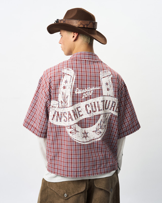 Insane® Horseshoe Plaid Shirt - Wine