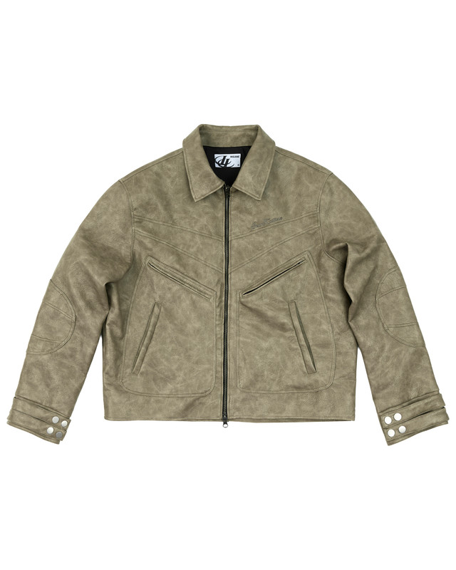 Insane® Noir Leather Jacket - Olive