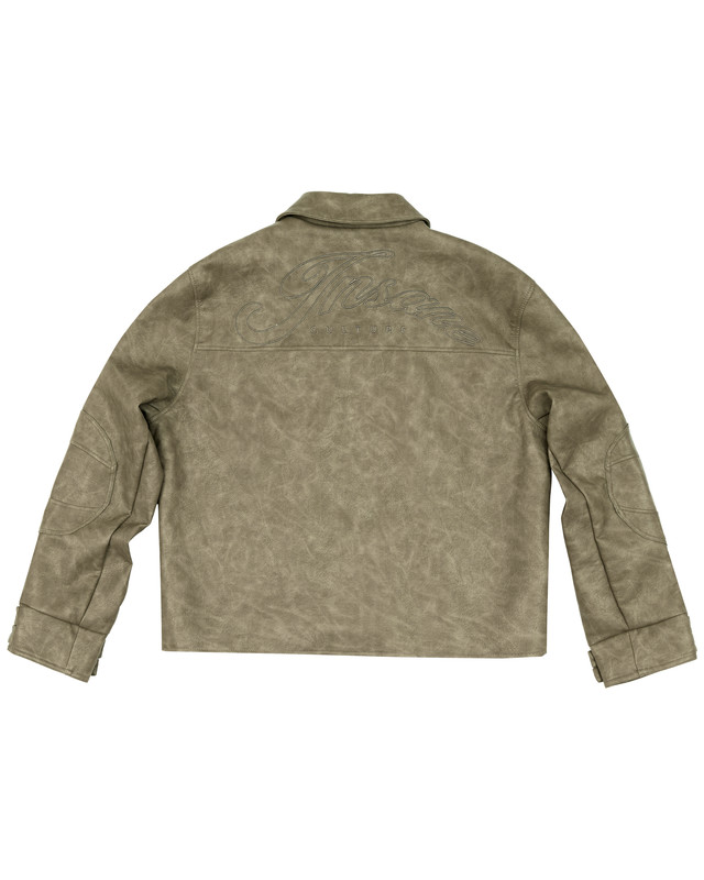 Insane® Noir Leather Jacket - Olive