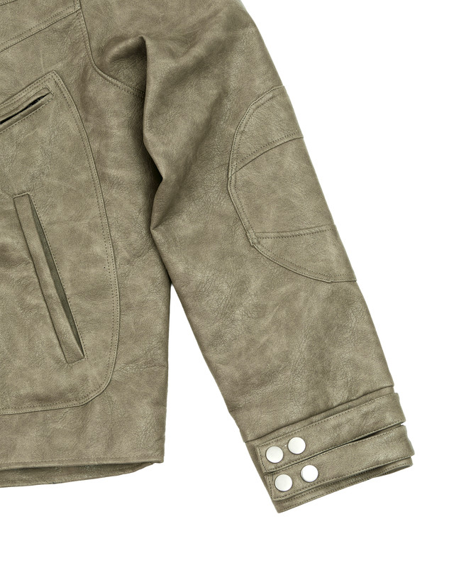 Insane® Noir Leather Jacket - Olive