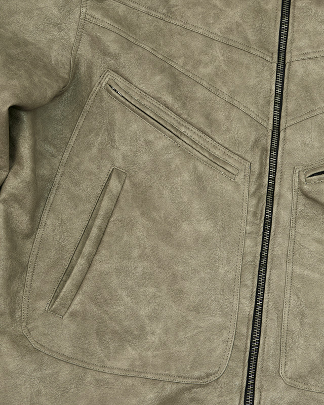 Insane® Noir Leather Jacket - Olive