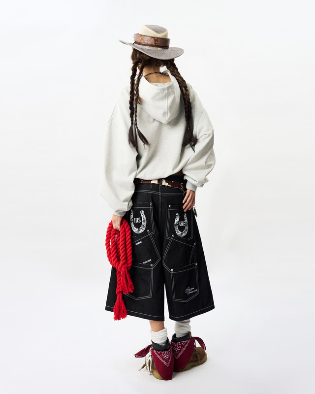 Insane® Horseshoe Jorts - Raw Denim