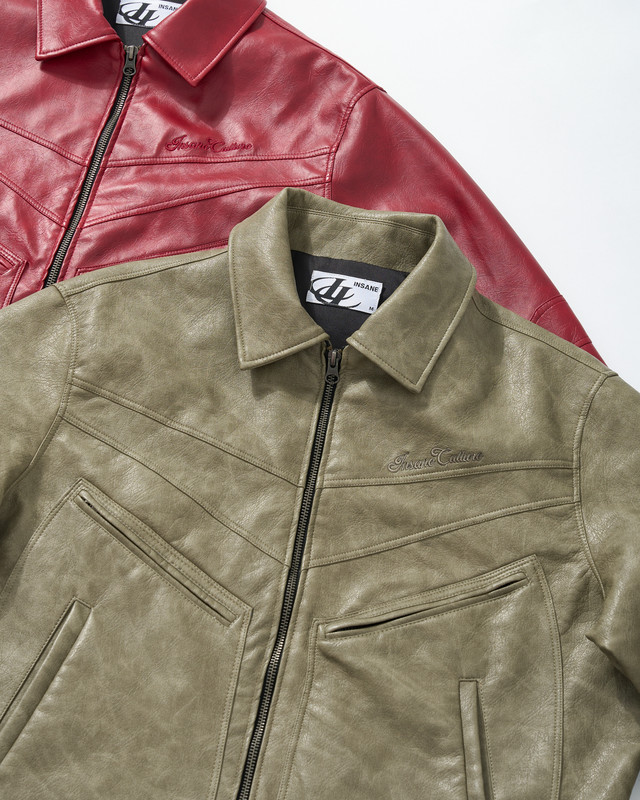Insane® Noir Leather Jacket - Olive