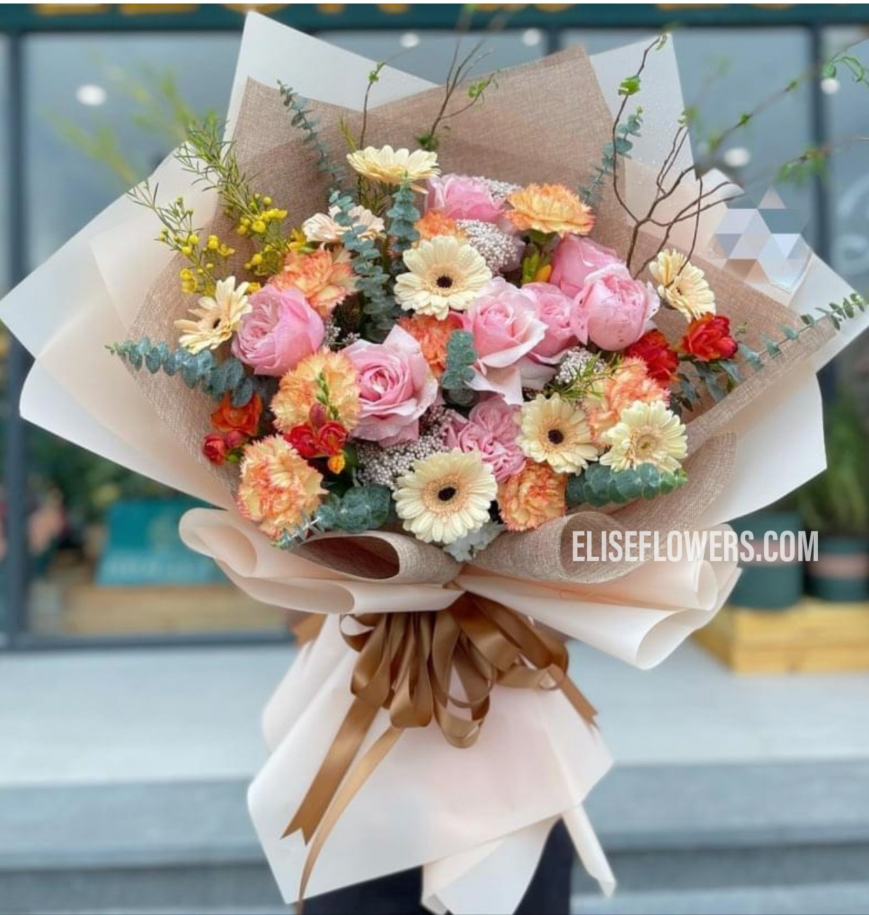 Bó hoa chúc mừng sinh nhật - bó hoa mix màu đẹp