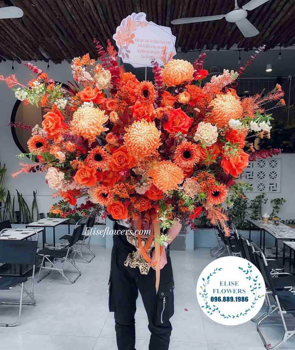 HOA TẶNG SẾP | Bình hoa màu cam đẹp sang trọng chúc mừng sinh nhật sếp | Bình hoa đẹp tại Cầu Giấy - Hà Nội