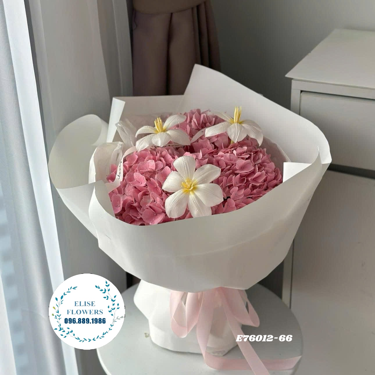 Bó cẩm tú cầu hồng nhập khẩu. Hoa tặng bạn gái mới quen ý nghĩa. Hoa tươi Hà Nội