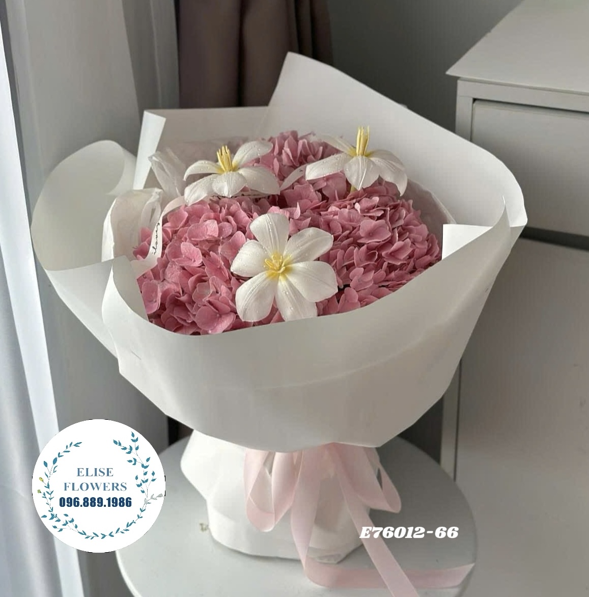 Bó cẩm tú cầu hồng nhập khẩu. Hoa tặng bạn gái mới quen ý nghĩa. Eliseflowers