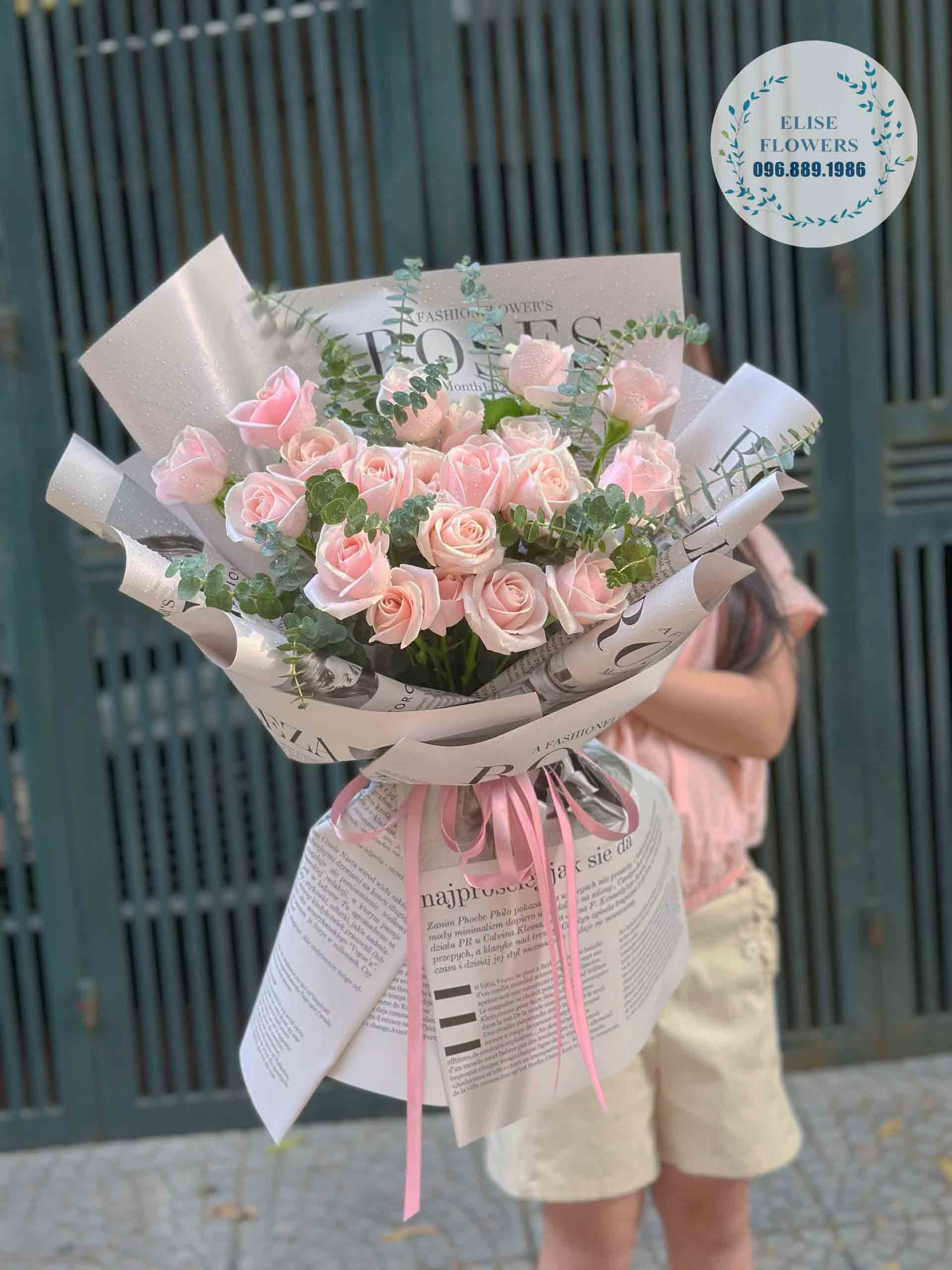 Bó hoa hồng phấn xinh yêu - Bó hoa tặng bạn gái đẹp tại quận Cầu Giấy