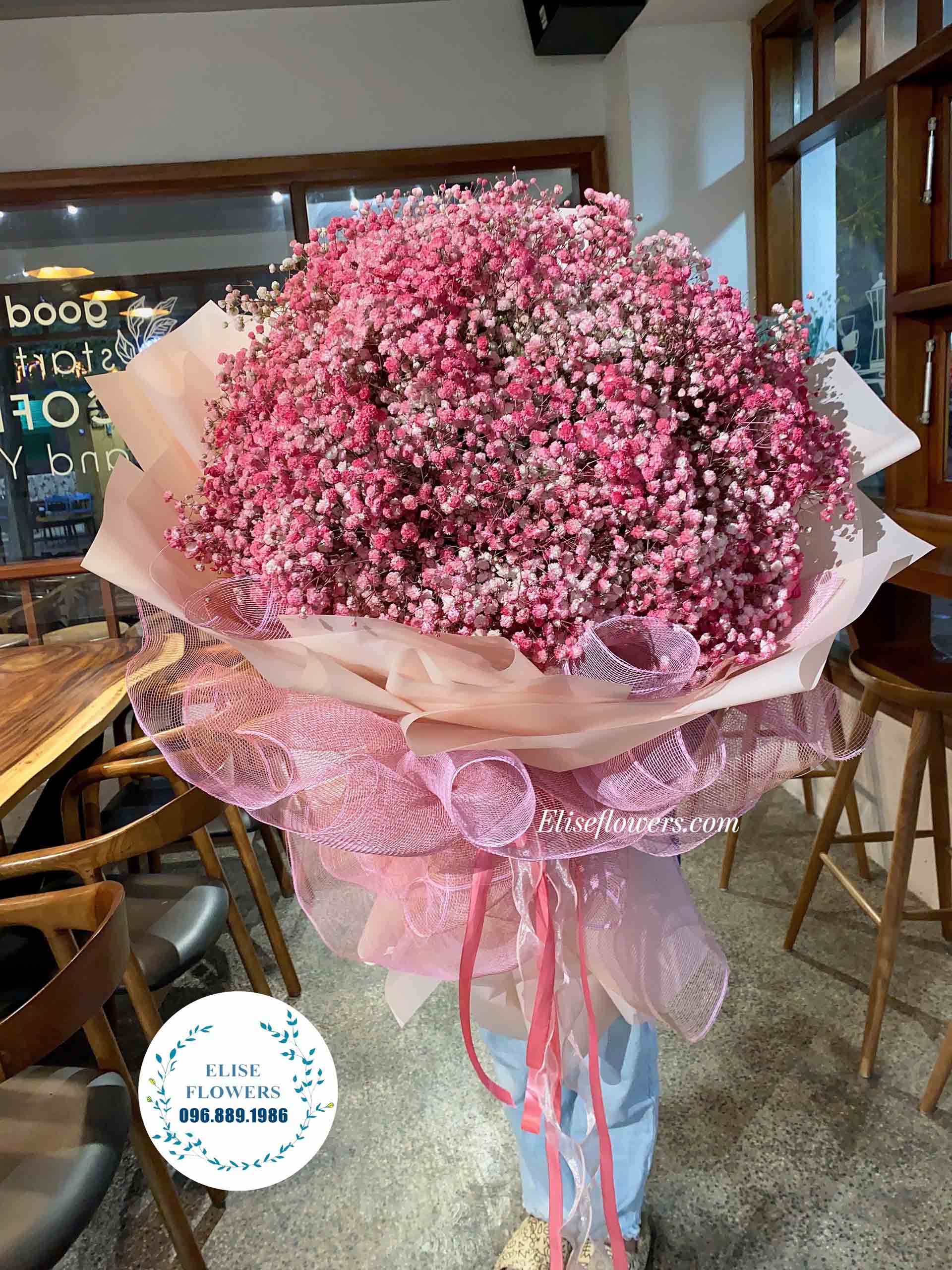 Bó hoa baby màu hồng đẹp ở Hà Nội | Bó hoa baby màu hồng siêu to khổng lồ ở Hà Nội