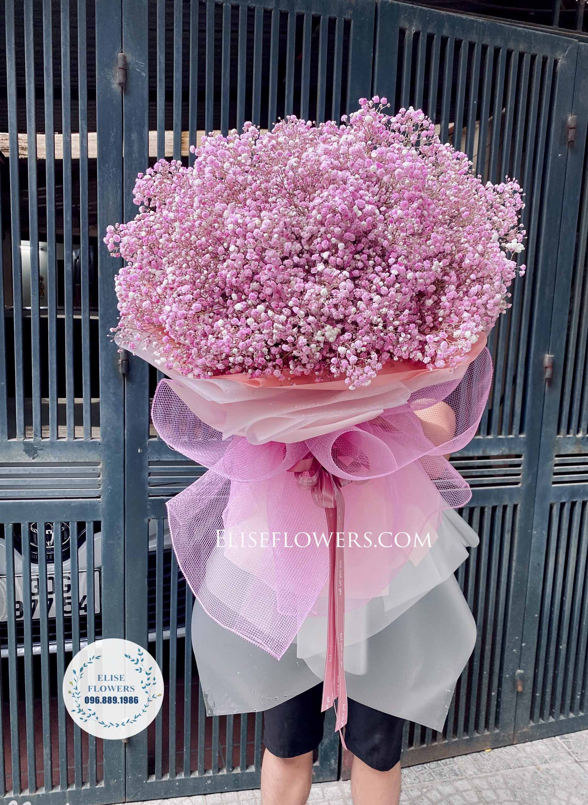 BÓ HOA BABY MÀU HỒNG ĐẸP - {Bó hoa baby màu hồng to đẹp tặng sinh nhật