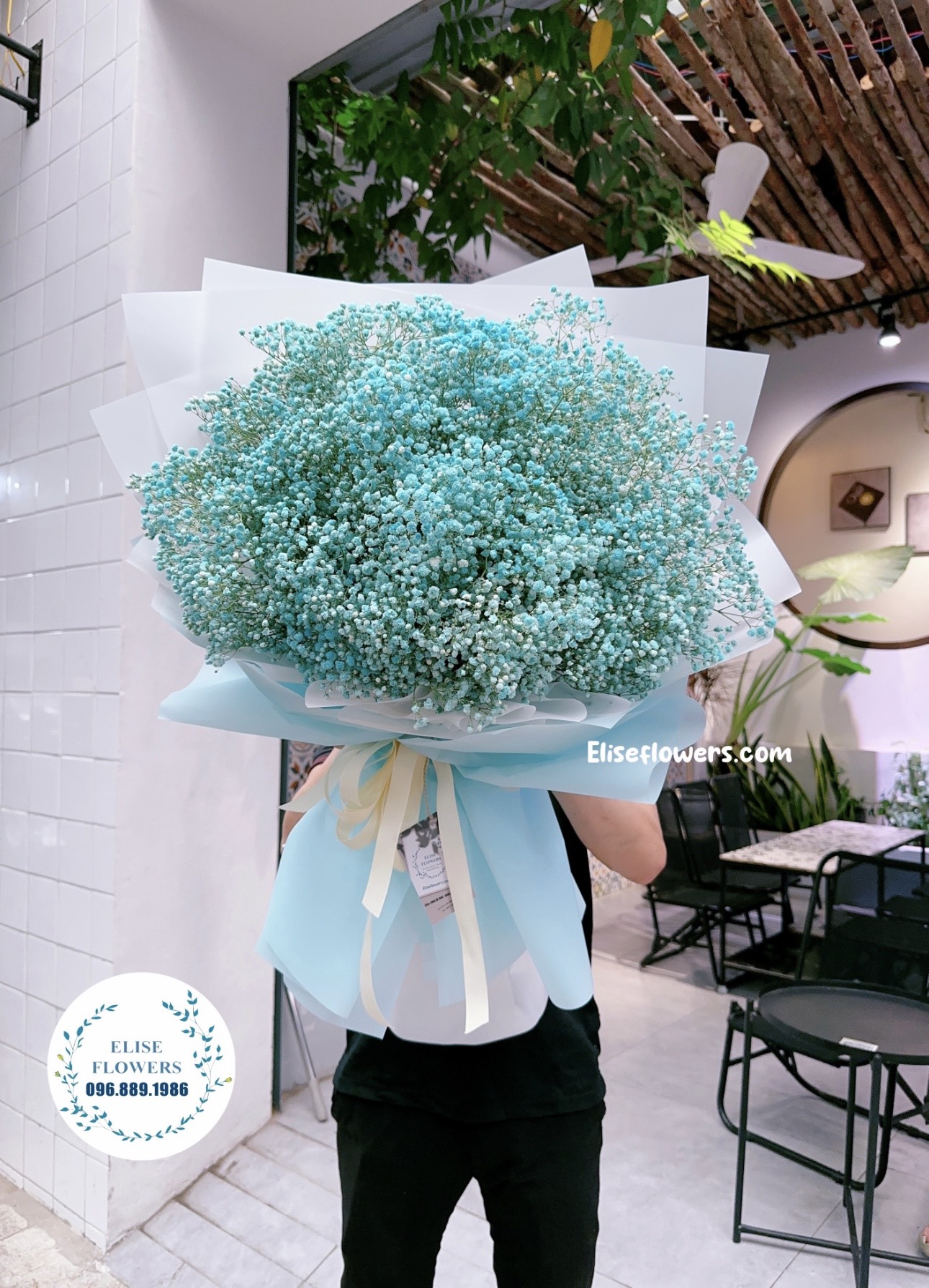 Bó hoa baby màu xanh dương ở quận Cầu Giấy - Hà Nội { Hoa tươi Hà Nội }