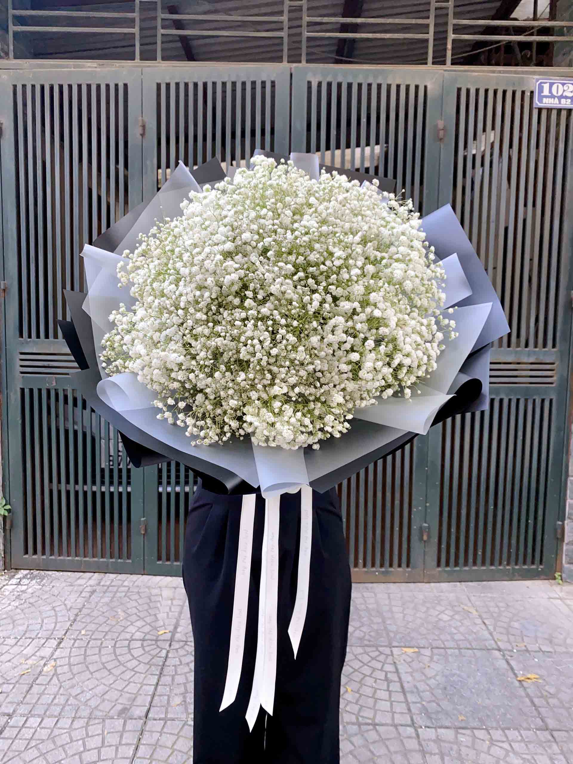 Bó hoa baby trắng size lớn tặng vợ yêu | Bó hoa đẹp tại Hà Nội