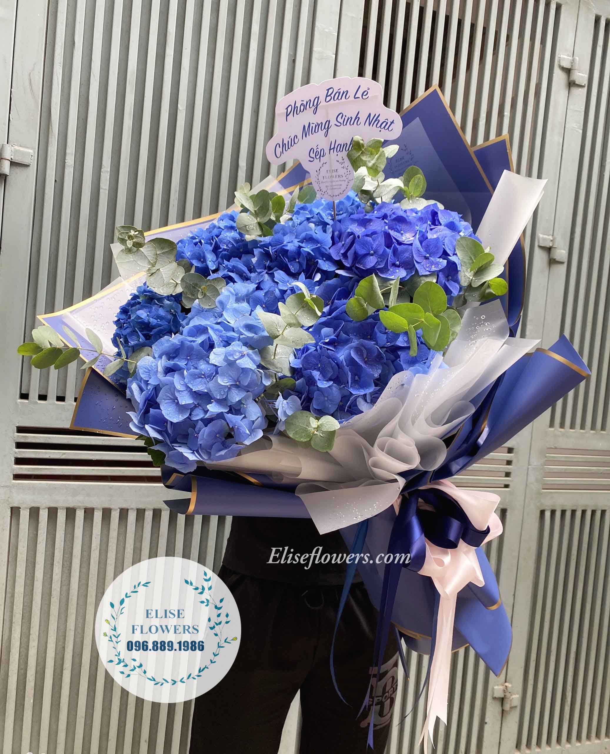 bó hoa cẩm tú cầu màu xanh đẹp - bó hoa sinh nhật màu xanh - bó hoa màu xanh đẹp nhất