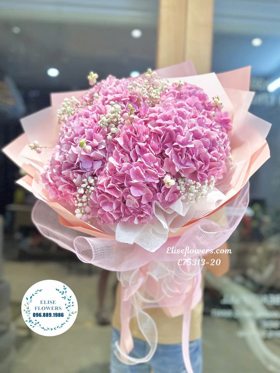 Hoa cẩm tú cầu hồng - Bó hoa cẩm tú cầu hồng tặng bạn gái đẹp - mua hoa cẩm tú cầu ở hà nội
