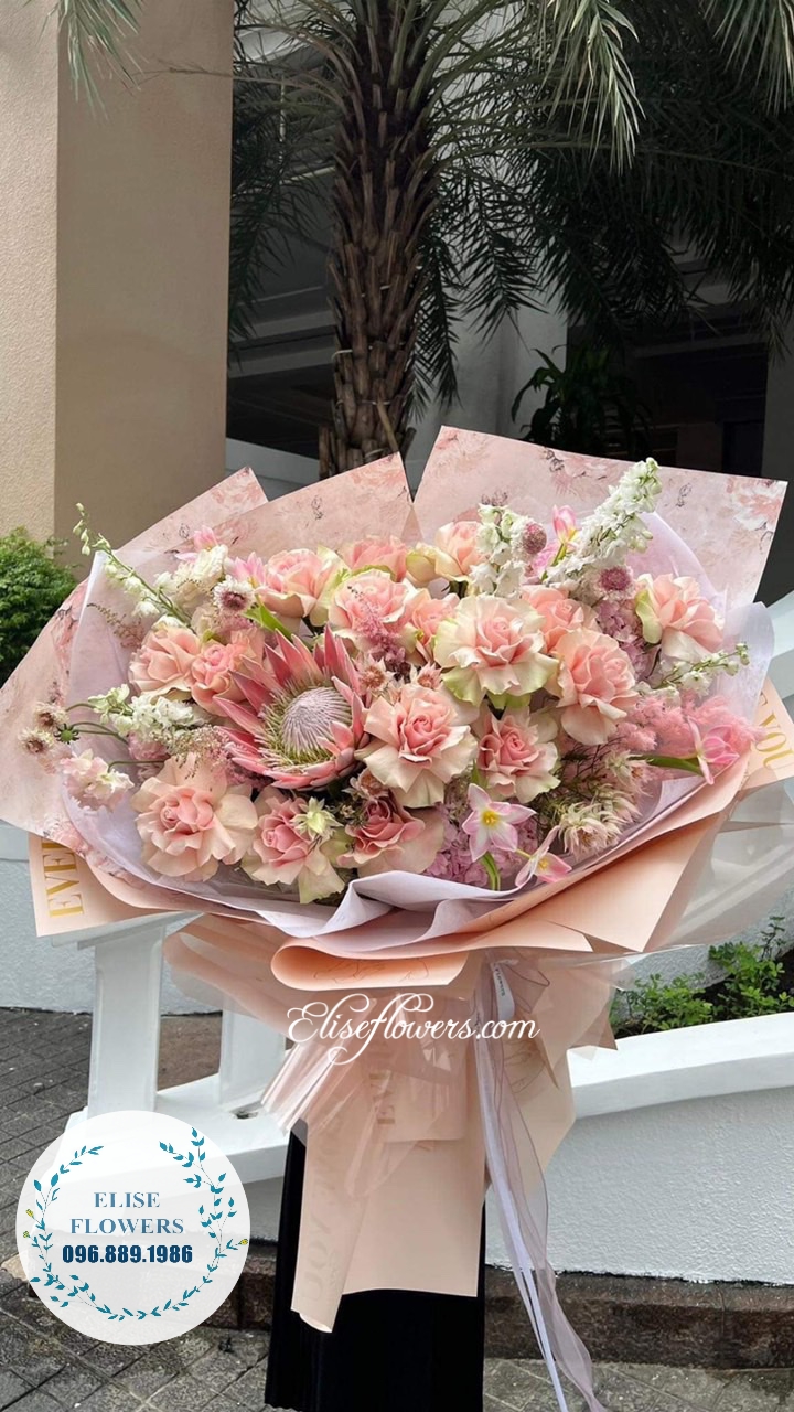 Bó hoa hồng pastel sang chảnh tại quận Hoàn Kiếm - Hà Nội | Bó hoa nhập khẩu cao cấp tại Hà Nội | Điện hoa tươi cao cấp tại Hà Nội 