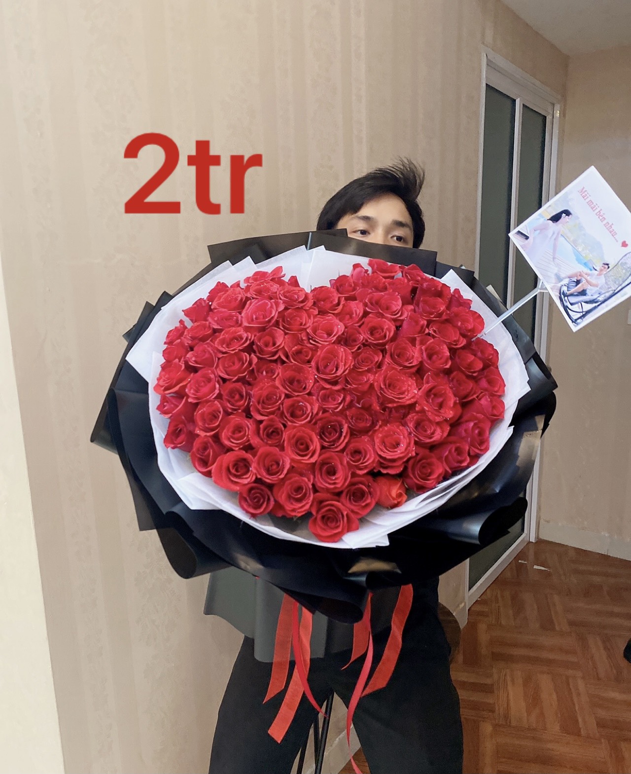 bó hoa hồng đỏ hình trái tim đẹp ở hà nội