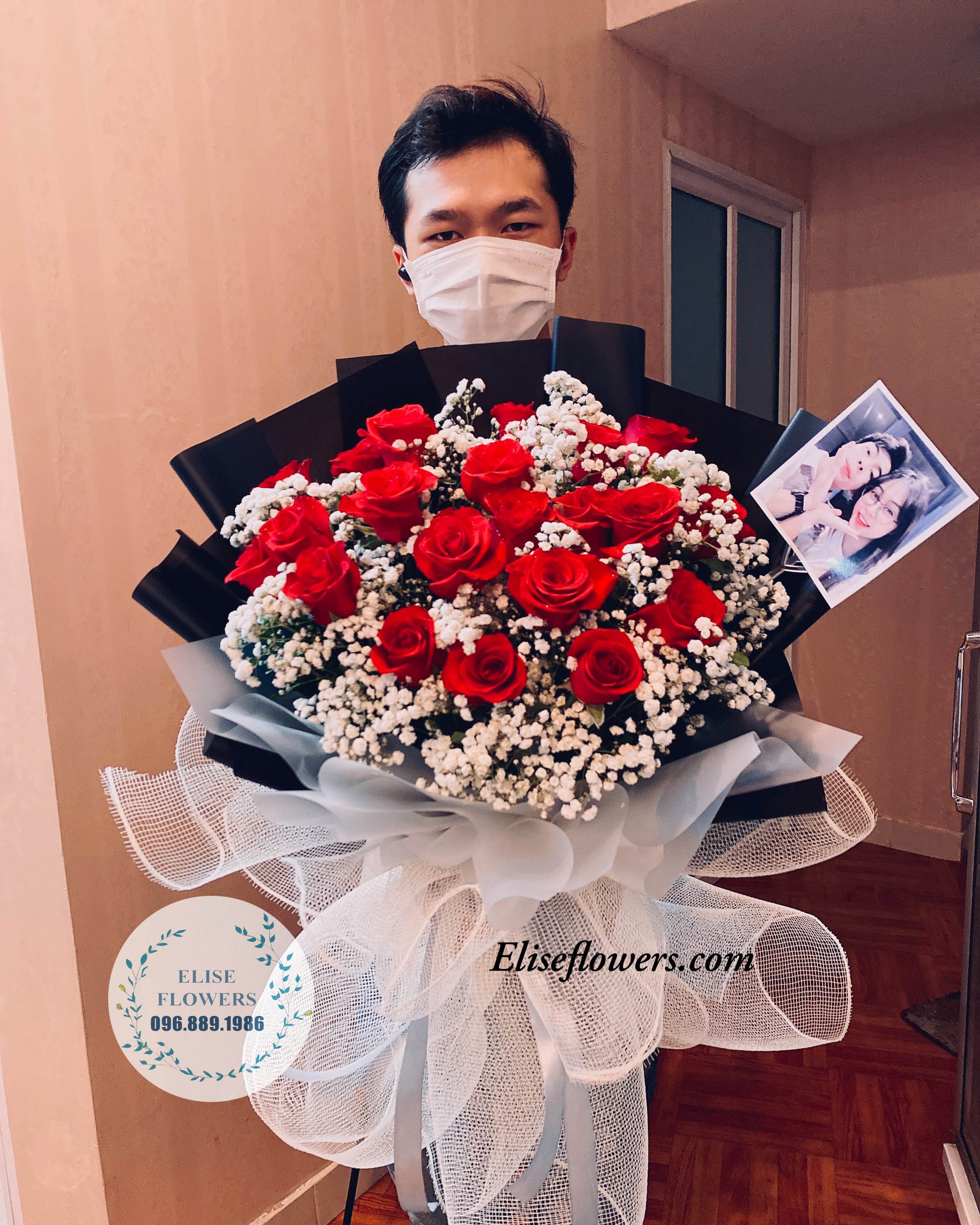 Bó hoa hồng đỏ mix baby trắng - bó hoa tỏ tình đẹp