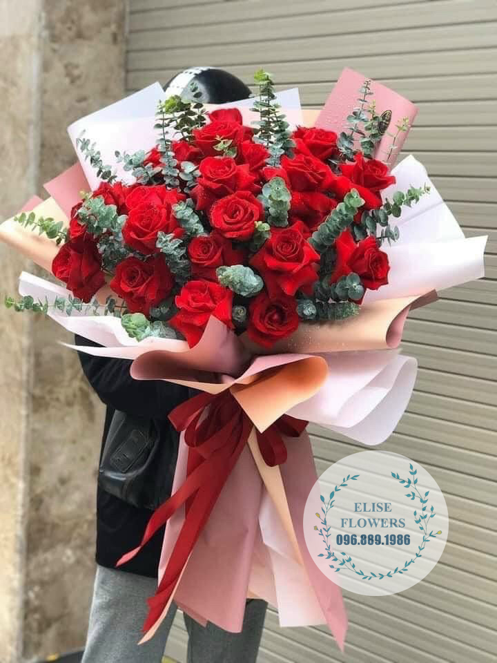Bó hoa hồng đỏ đẹp - Đoá hoa hồng nhập khẩu rực rỡ 20 bông - BH84