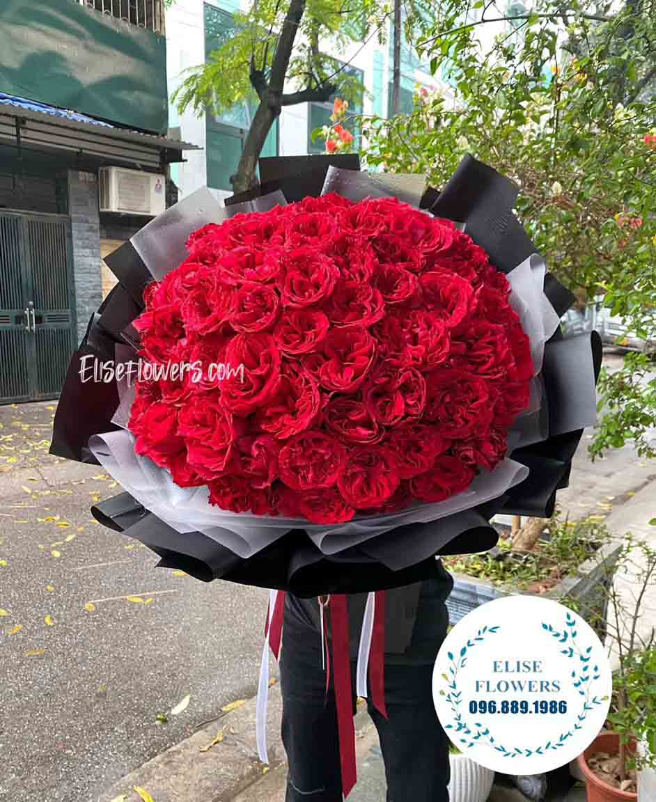 Bó 50 bông hồng ngoại | Bó hoa hồng đỏ tặng bạn gái | Bó hoa tình yêu | Hoa Valentines | Điện hoa tươi uy tín tại Hà Nội
