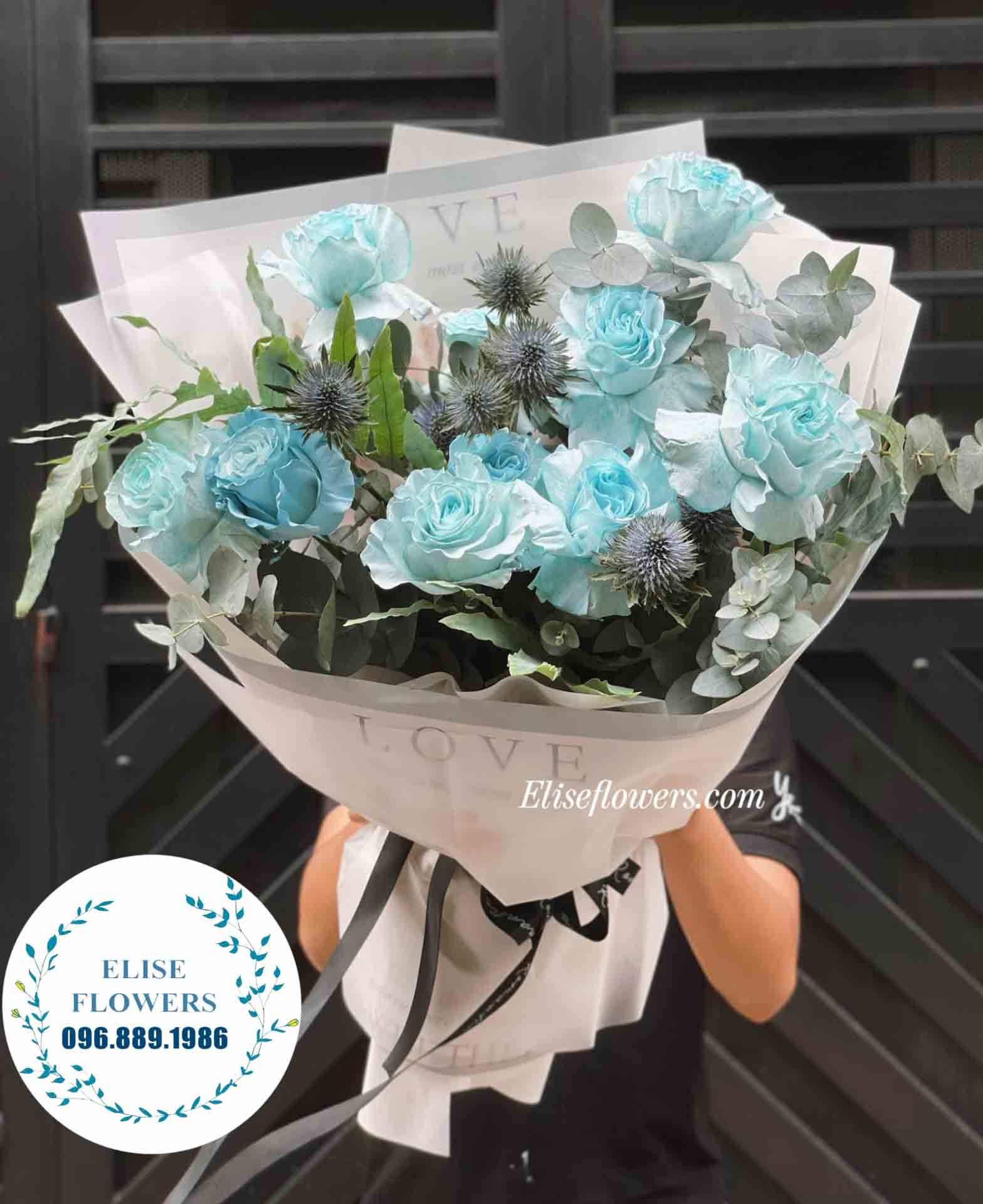 Bó hoa hồng xanh nhập khẩu - Điện hoa Hà Nội
