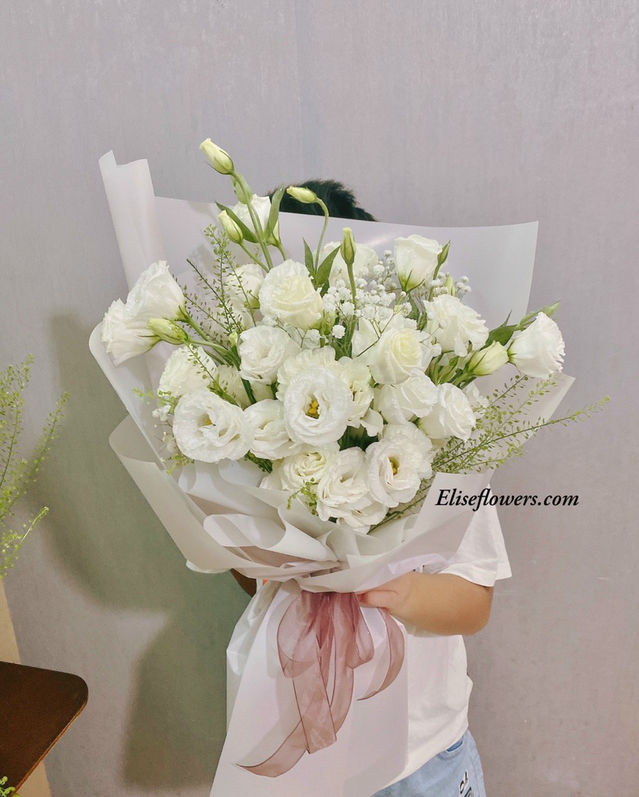 Bó hoa lan tường màu trắng - Bó hoa trắng tinh khôi tặng người yêu - Bó hoa đẹp ở Hà Nội