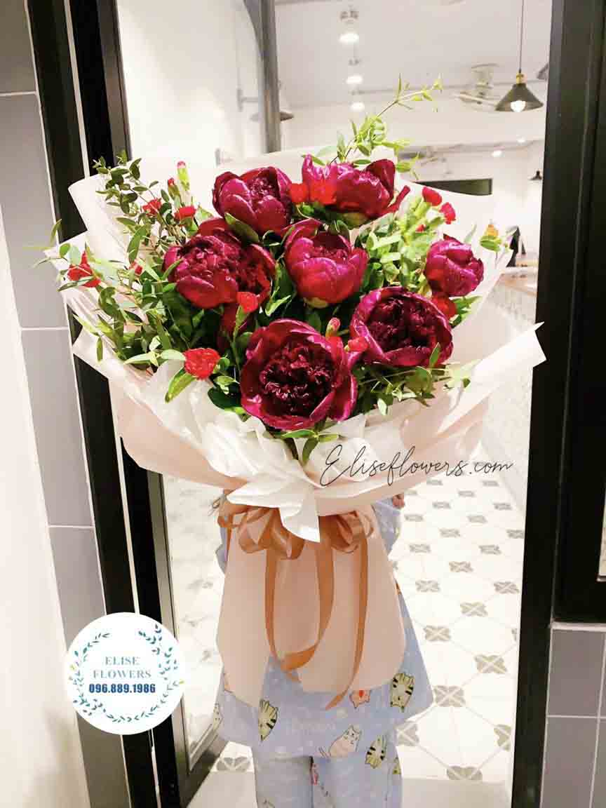 Bó hoa mẫu đơn tặng mẹ yêu | Bó hoa đẹp quận Cầu Giấy - Hà Nội 