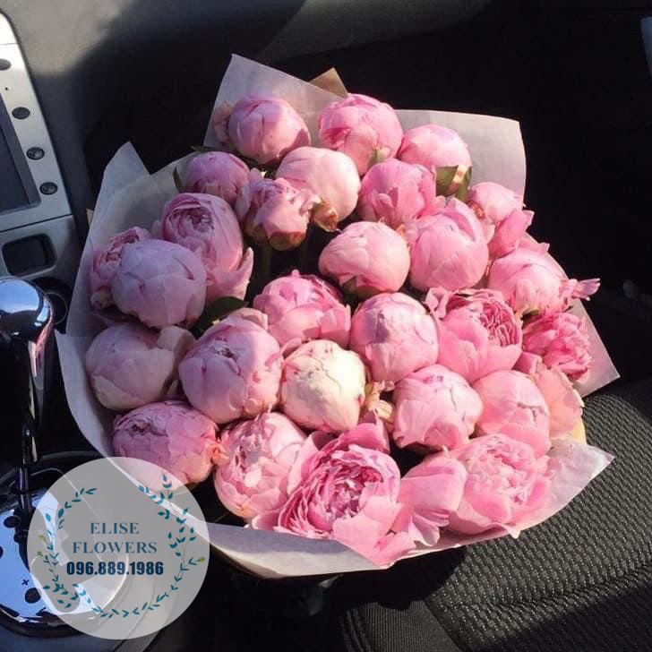 Bó hoa mẫu đơn màu hồng đẹp 30 bông - Hoa tươi nhập khẩu Hà Nội
