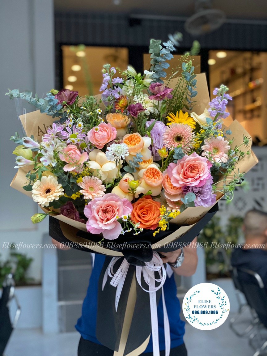 Bó hoa cao cấp chúc mừng sinh nhật vợ - Hoa nhập khẩu tại Eliseflowers.com