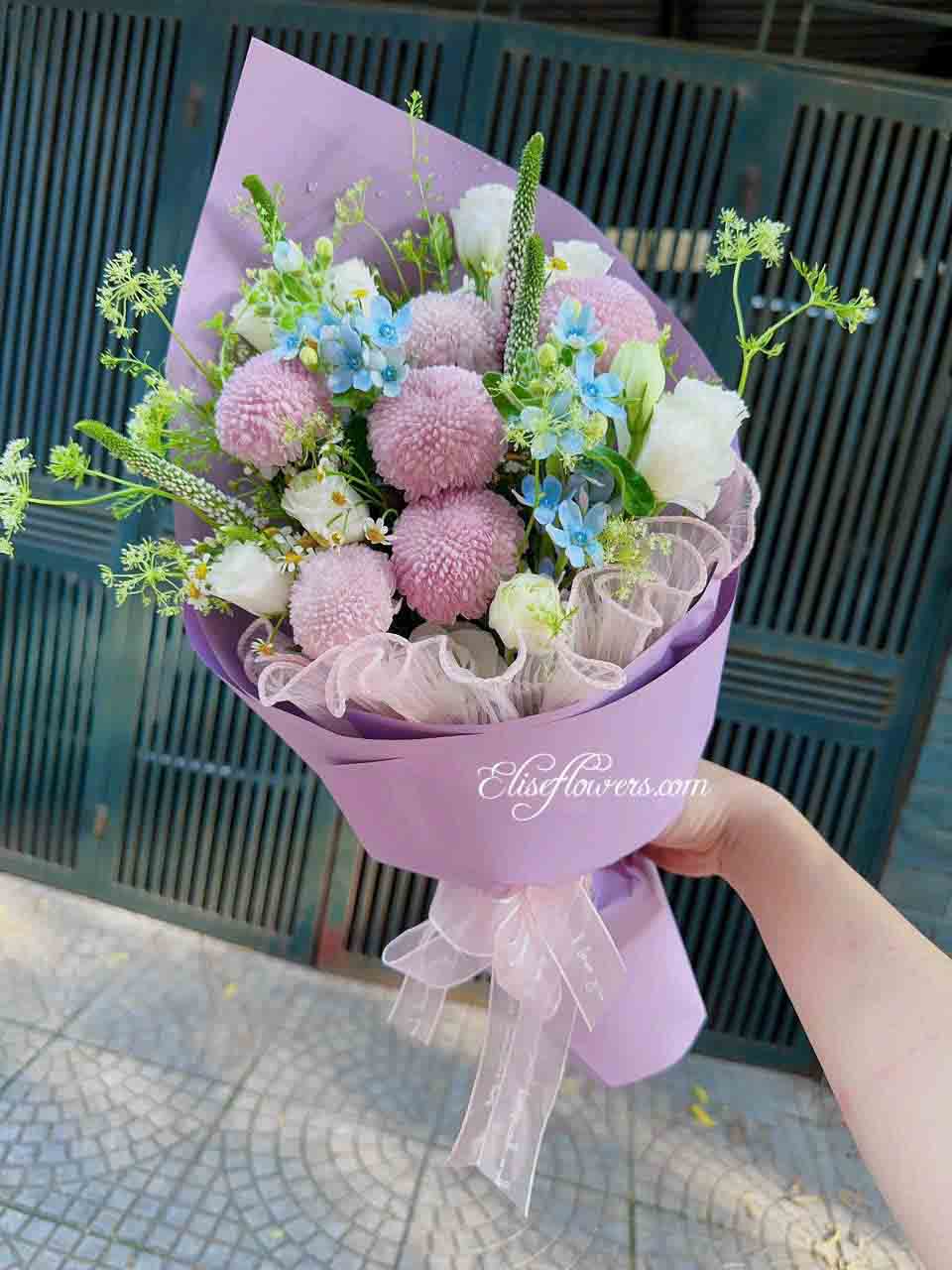 Bó hoa pingpong hồng tặng bạn gái | Bó hoa cúc pingpong nhỏ xinh xắn