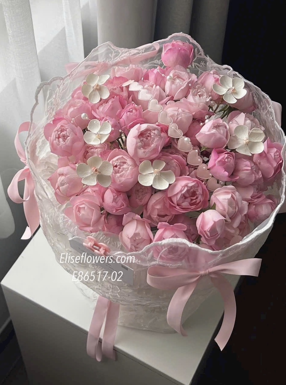 Bó hoa plume hồng nhẹ nhàng. Hoa tặng bạn gái. Hoa tỏ tình. Dịch vụ giao hoa tận nơi