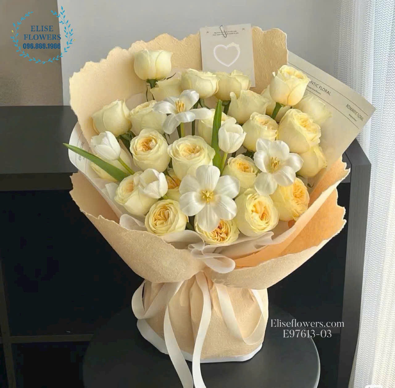 Mua bó hoa tone vàng nhẹ nhàng tặng sinh nhật ở Bắc Từ Liêm. Điện hoa sinh nhật - Eliseflowers