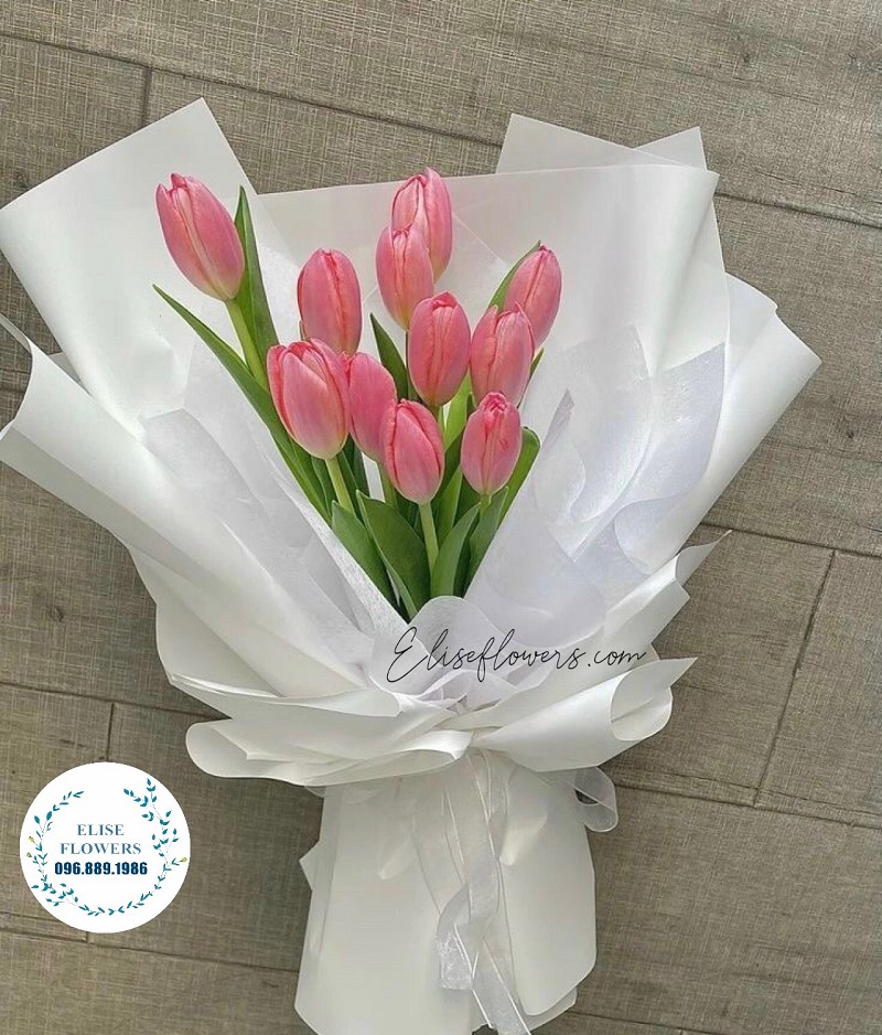  Sản phẩm bó hoa tulip trắng tại tiệm hoa Eliseflower