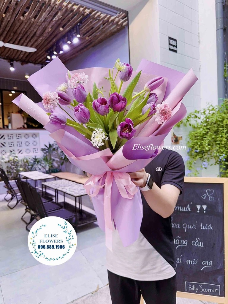 Bó hoa tulip màu tím | Bó hoa tulip màu tím đẹp ở Hà Nội. Hoa tươi Hà Nội. Elise Flowers