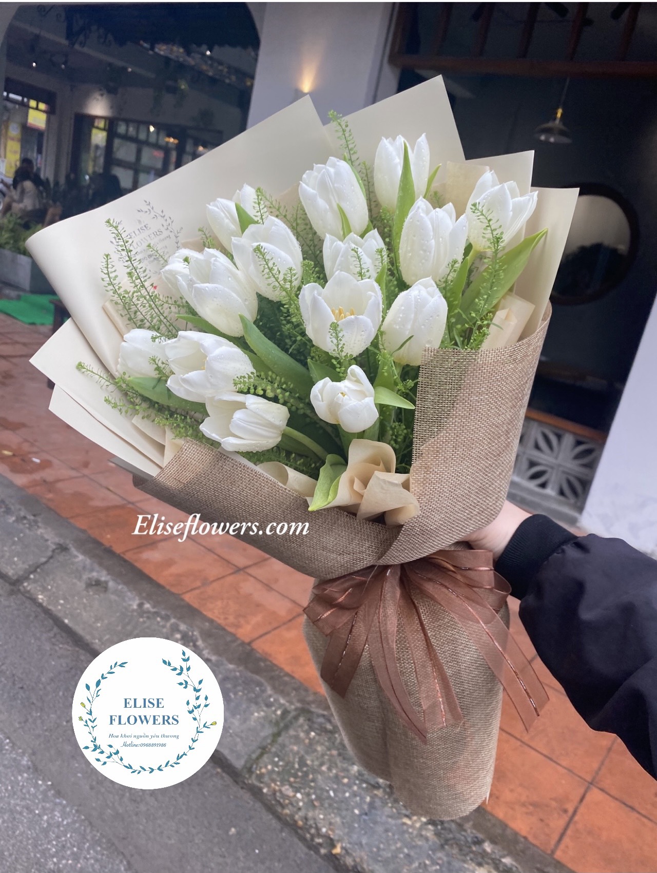 BÓ HOA TULIP TRẮNG | BÓ HOA TULIP TRẮNG TẶNG SINH NHẬT ĐẸP | MUA HOA TULIP Ở HÀ NỘI