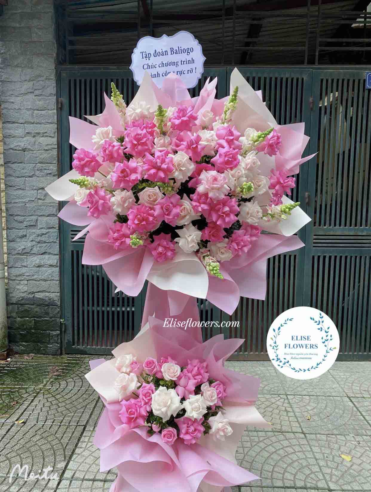 Lẵng hoa màu hồng đẹp tại quận Thanh Xuân | Hoa chúc mừng khai trương, sự kiện, hội nghị, hội thảo, sinh nhật công ty, lễ ra mắt  sản phẩm, lễ kỉ niệm,... | Điện hoa chúc mừng khai trương tại Eliseflowers