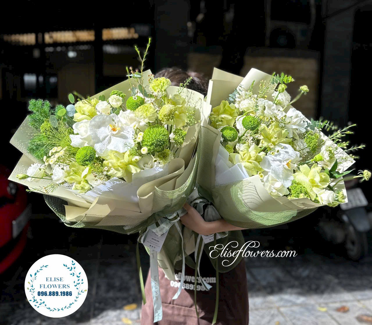 Bó hoa sinh nhật màu xanh lá. Đặt mua bó hoa sinh nhật màu xanh lá