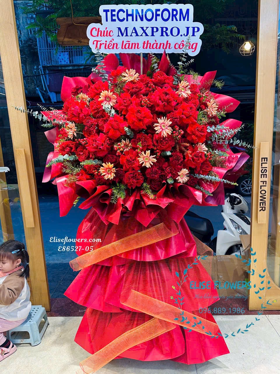 đặt mua kệ hoa khai trương đỏ chúc mứng kỉ niệm thành lập công ty