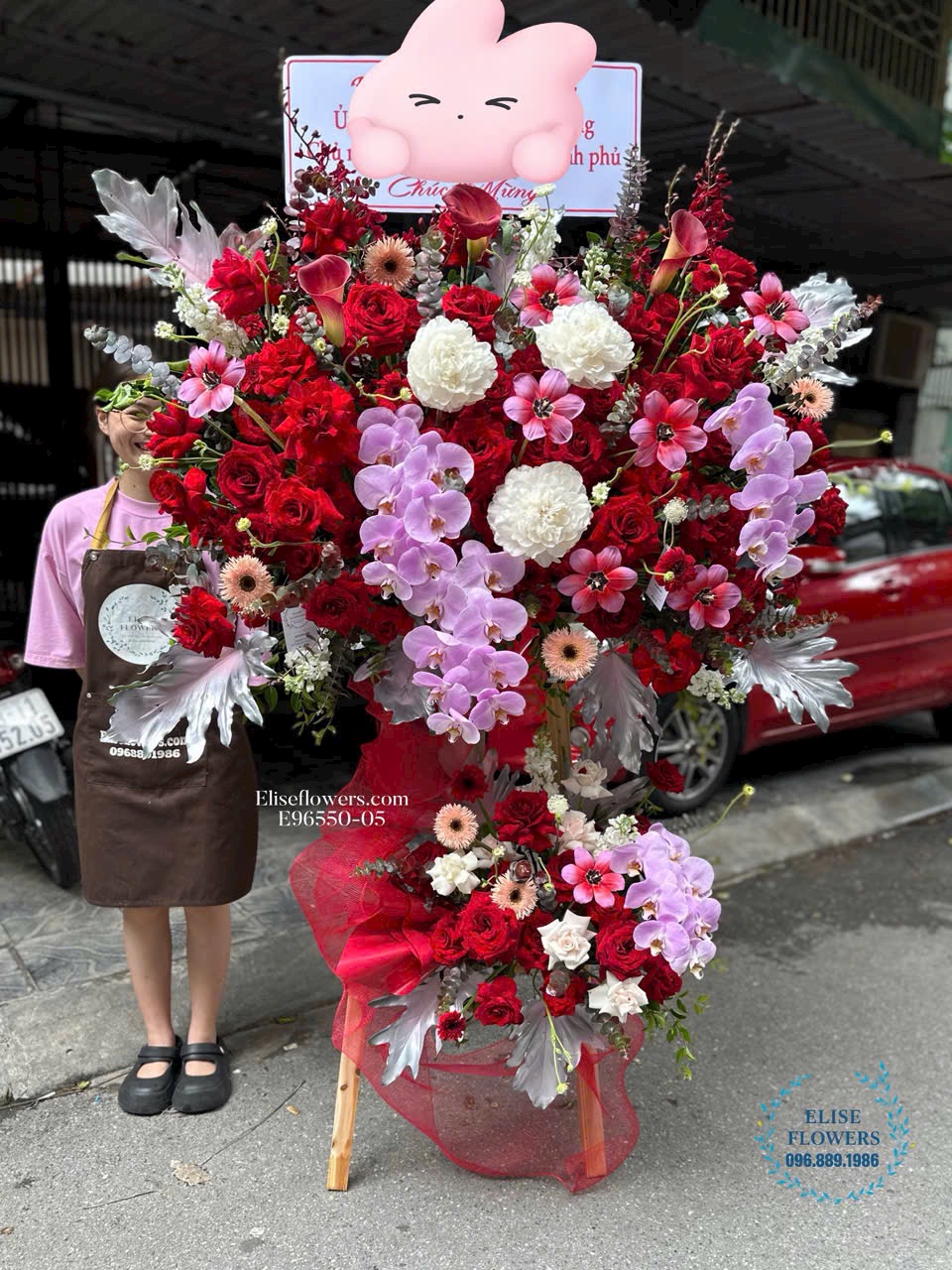 Đặt mua kệ hoa chúc mừng sự kiện mix lan hồ điệp ở Hà Nội. Điện hoa tươi Eliseflowers