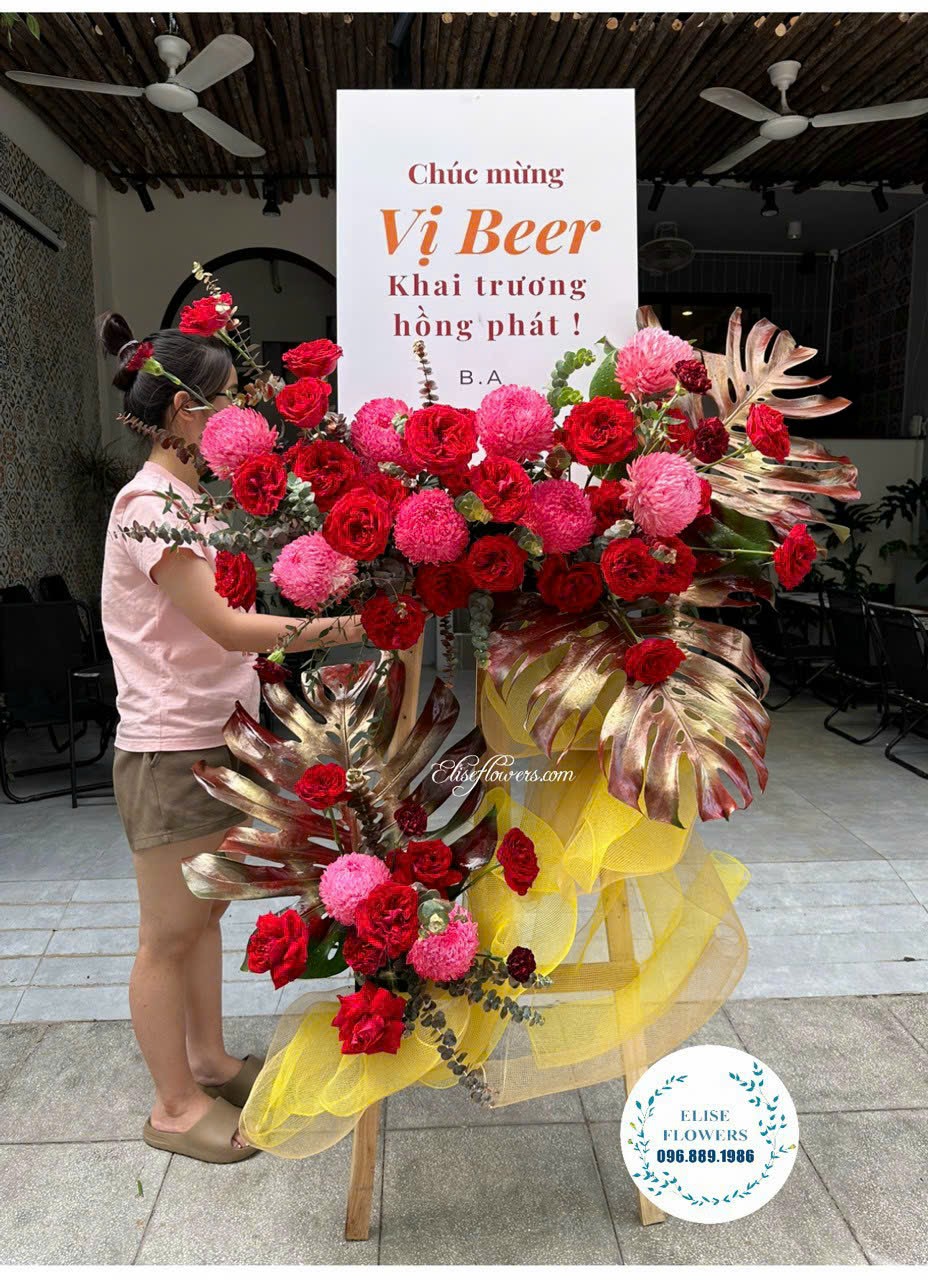 Mẫu kệ hoa chúc mừng khai trương cao cấp. Điện hoa chúc mừng khai trương tại quận Cầu Giấy