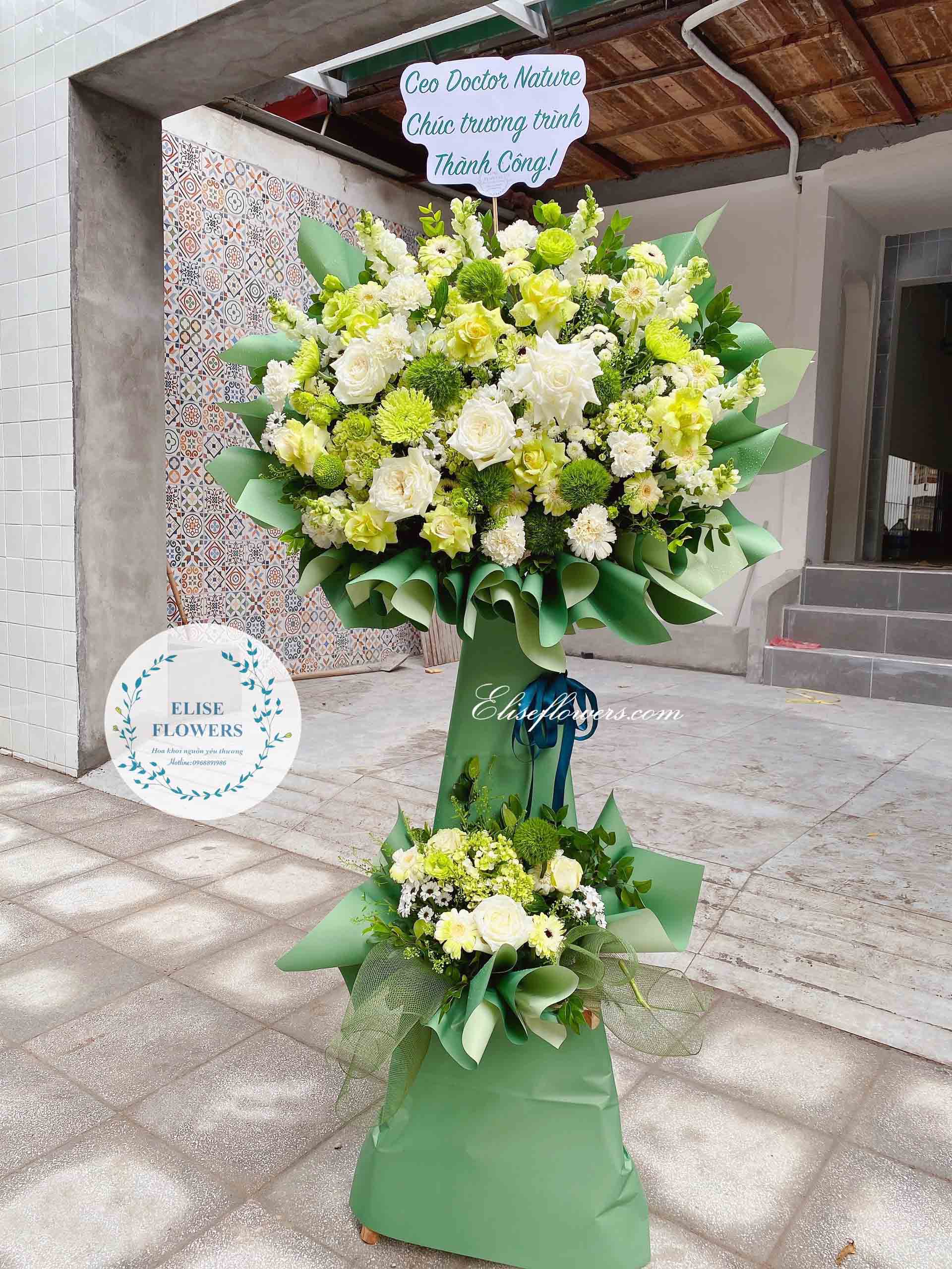 Kệ hoa chúc mừng khai trương 2 tầng đẹp -  Sang trọng, hoa hội nghị đẹp ở Hà Nội - Eliseflowers