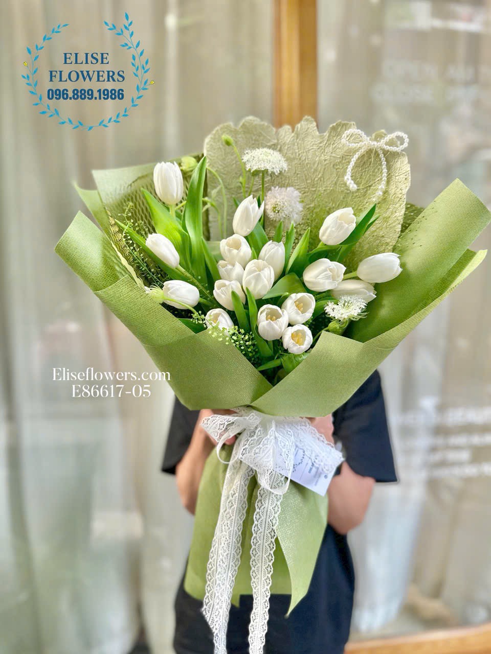 Hoa tulip trắng nhập khẩu Hà Lan tặng người yêu ở Hà Nội. Shop hoa tươi Eliseflowers