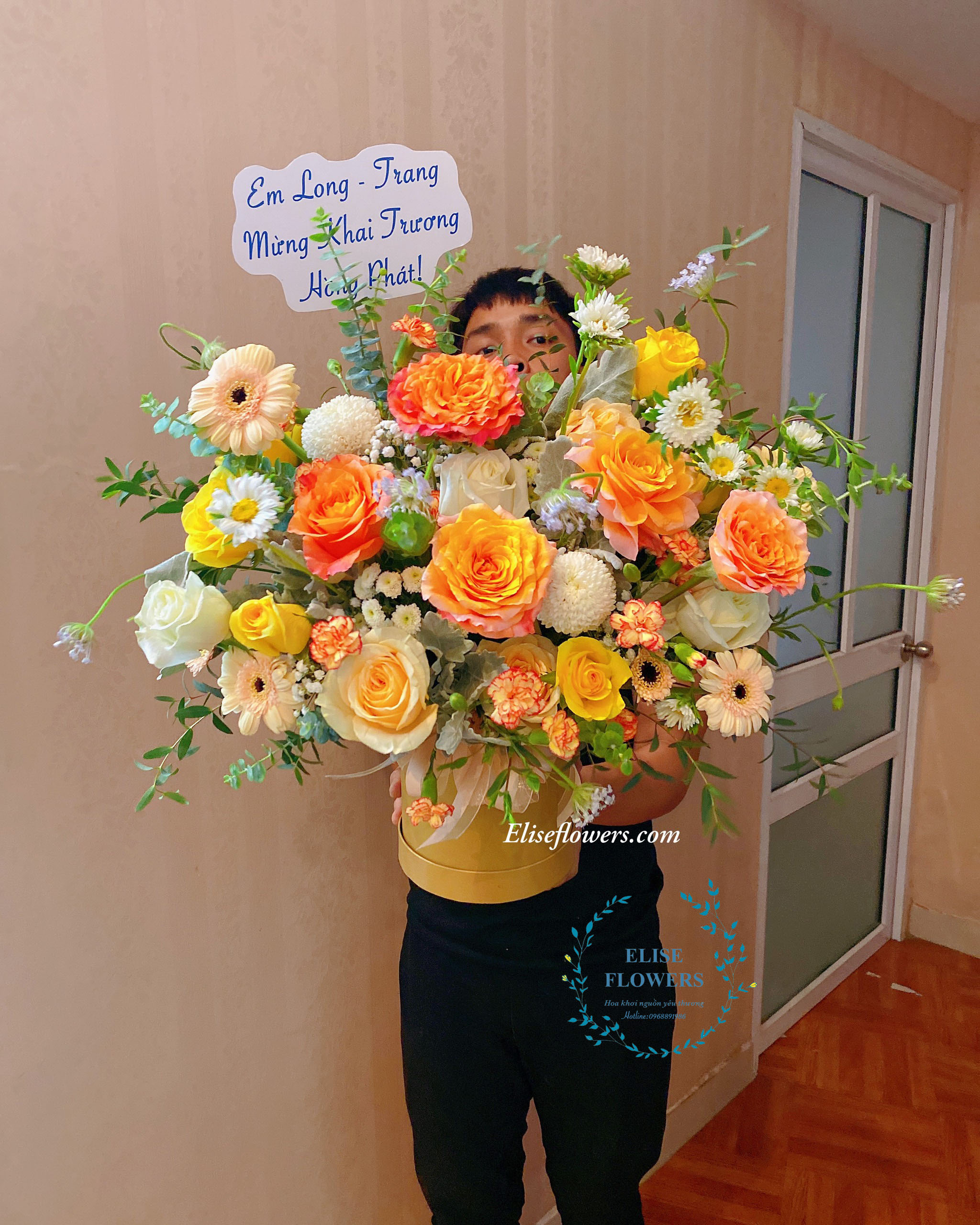 Lẵng Hoa Mừng Tặng Sinh Nhật Sếp Nam Cao Cấp, Tinh Tế | Elise Flowers|Shop Hoa Tươi Hà Nội