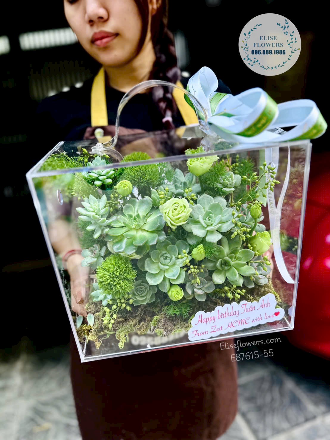 Hoa sinh nhật. Hoa tặng anh trai. Hộp hoa sen đá sinh nhật