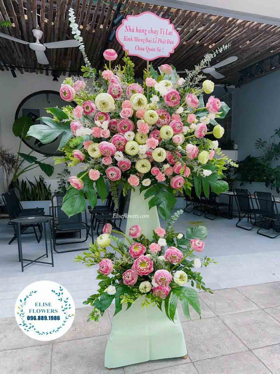 Kệ hoa sen chúc mừng sang trong, thanh tịnh | Kệ hoa sen 2 tầng tao nhã