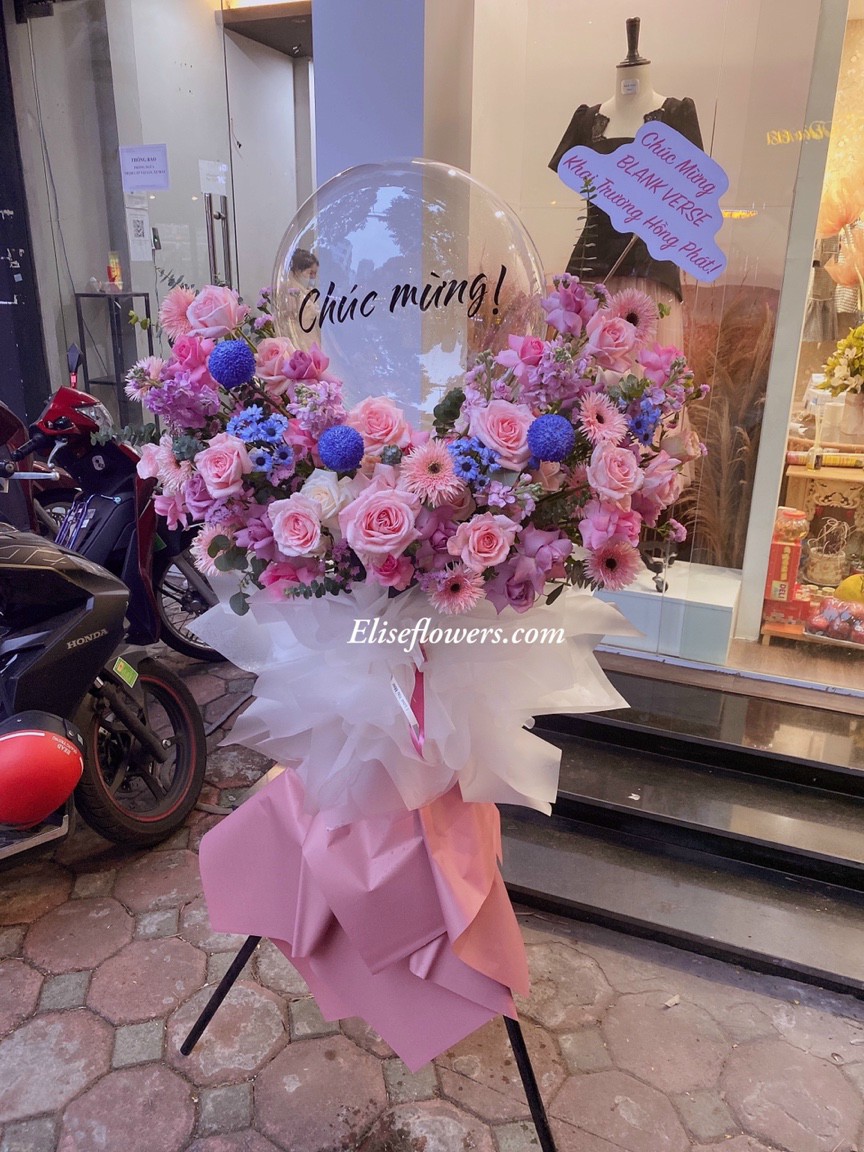 Kệ hoa bóng bay chúc mừng khai trương cao cấp. Địa chỉ đặt hoa khai trương cao cấp tại Hà Nội