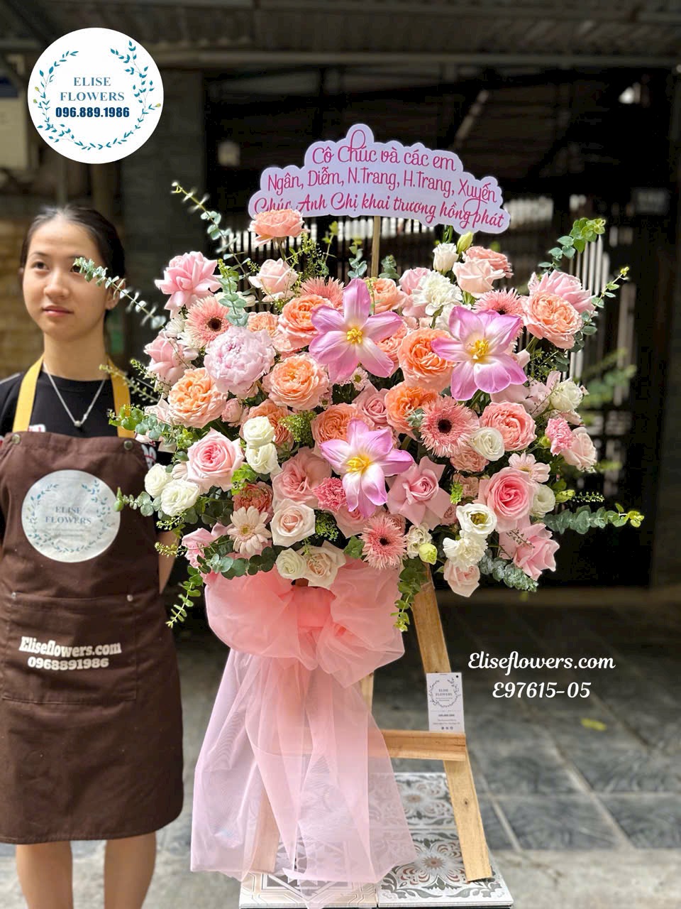 Hoa khai trương Hà Nội. Kệ hoa khai trương mini đẹp, ý nghĩa. Eliseflowers