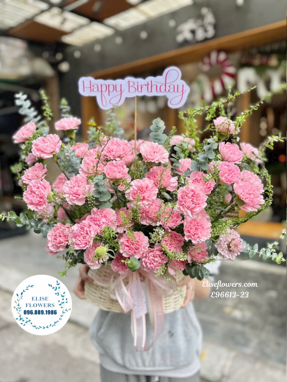 Hoa tặng thầy cô 20/11. Lẵng cẩm chướng hồng đẹp. Giao hoa tận nơi, uy tín