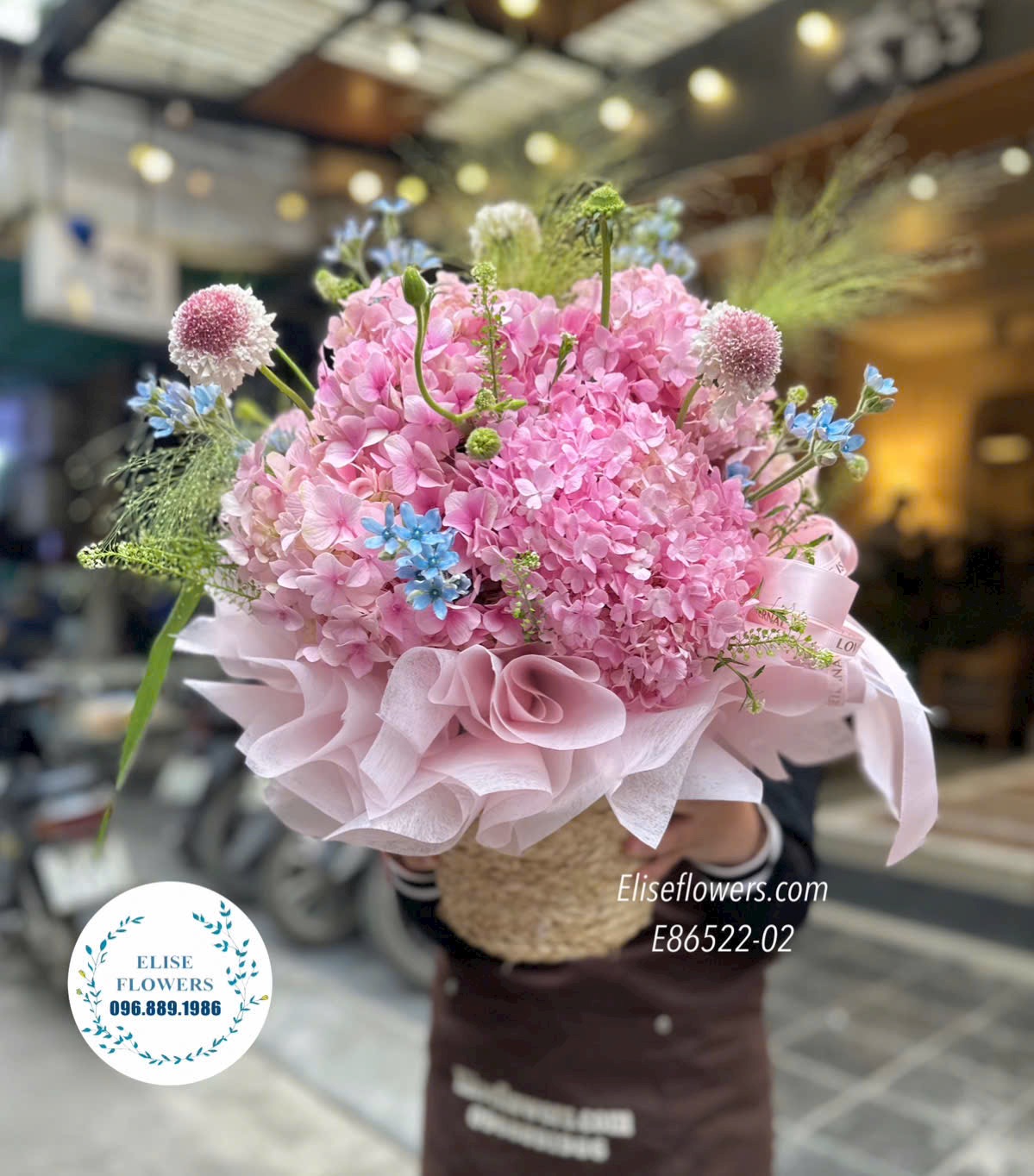 Hoa valentine Hà Nội. Lẵng hoa cẩm tú cầu tinh tế tặng người yêu dịp 14/2. Điện hoa Hà Nội Eliseflowers