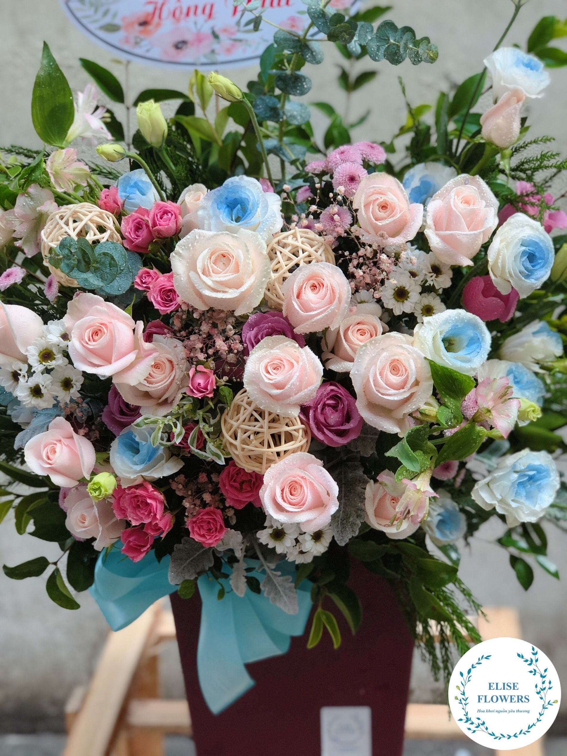 Lẵng Hoa Mừng Khai Trương đẹp Eliseflowers Shop Hoa Tươi Online